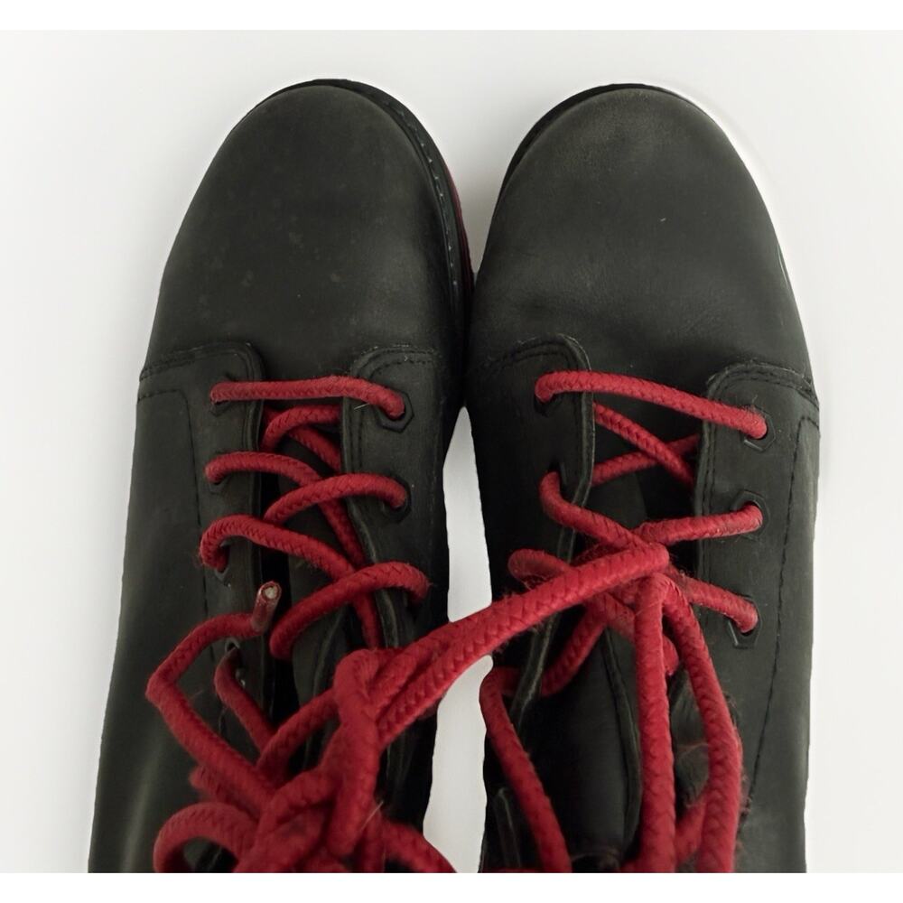 Timberland Womens Leather Boots Size 8.5 Black Plaid Red Laces Waterproof Zip - Picture 11 of 13